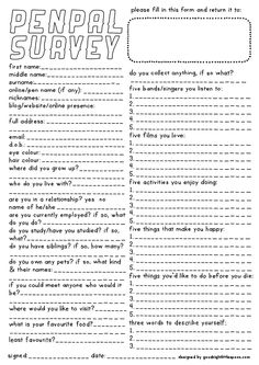 a printable survey sheet with the words,'pendal survey'on it