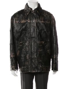 Prada Leather Utility JacketFrom the 2024 Collection by Miuccia Prada & Raf SimonsBlackFit: This style typically runs a half size small. Miuccia Prada, Prada Leather, 2024 Collection, Utility Jacket, Prada, Mens Outfits, Running, Tags, Leather