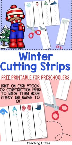 winter cutting strips printable for preschoolers