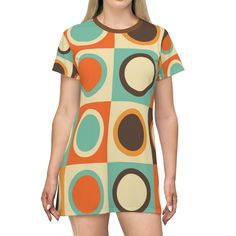 Women's Retro T-shirt Dress Vintage Geometric Pattern - Etsy Spring Retro Dresses For Retro-themed Events, Retro Dresses For Spring Retro-themed Events, Geometric Pattern Mini Dress For Summer, Summer Retro Dresses For Retro-themed Events, Summer Geometric Pattern Mini Dress, Summer Mini Dress With Geometric Pattern, Retro Summer Dresses For Retro-themed Events, Fitted Retro Mini Dress, Retro Fitted Mini Dress