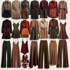 Fashion Colors Fall Winter 2024, Autum Pallette Clothes, True Autumn Winter Outfits, Capsule Wardrobe Autumn Color Palettes, Deep Autumn Clothing, Deep Autumn Aesthetic Outfits, Deep Autumn Color Palette Clothes, Dark Autumn Aesthetic Outfits, Deep Autumn Spring Outfits