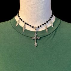 Black Beaded Choker Necklace With Silver Cross Pendant Charm Vintage Gothic Retro Women Men Unisex Jewelry Accessories Brand New Adjustable Lovely Cross Pendant Necklace, Beautiful Black Beaded Necklace With Silver Tone Cross Charm, Perfect Addition To Your Necklace Collection. Looks Great With Simple Or Fancy Outfits. *Brand New. *Necklace Length: 34cm+5cm Extension Chain. *Cross Size: 4cm Approximately. *Material: Zinc Alloy. * Ready To Ship Next Day * If You Are Interested In More Than One It Black Metal Beads For Jewelry Making, Bohemian Black Jewelry With Beaded Chain, Black Bohemian Cross Necklace, Bohemian Black Cross Necklace, Black Silver Beads Festival Jewelry, Black Beaded Clavicle Chain Choker, Black Jewelry With Silver Beads For Festivals, Black Silver Beaded Jewelry For Festival, Black Bohemian Cross Jewelry