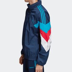 Brand New, With Tags, Still In The Original Bag. Adidas Blue Track Jacket For Streetwear, Casual Blue Adidas Outerwear, Navy Color Block Outerwear For Winter, Blue Adidas Track Jacket For Winter, Adidas Blue Track Jacket For Winter, Blue Adidas Track Jacket For Spring, Adidas Blue Track Jacket For Spring, Casual Multicolor Adidas Outerwear, Navy Color Block Sporty Outerwear