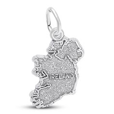 Commemorate your travels with this Ireland charm, crafted of sterling silver. The charm is from the Rembrandt Charms® collection. Nickel-free Silver Charms Souvenir, Nickel-free Silver Charms For Souvenir, Silver Pendant Jewelry For Travel, Classic Sterling Silver Engraved Charms, Travel Sterling Silver Jewelry, Silver Engraved Jewelry For Travel, Jewelry Questions, Ireland Map, Trip To Ireland