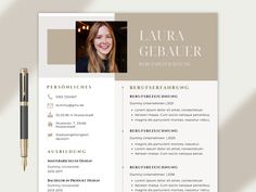 a professional resume template with a photo on it