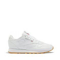 These REEBOK Women's Classic Leather Athletic shoes are designed with a solid color and medium width for comfort. The lace-up closure ensures a secure fit and the mesh material provides breathability. Perfect for outdoor activities, these shoes come in an FTWR White/Pure Grey 3 Rubber Gum hue to match any outfit. Size: Women 8.  Gender: female.  Age Group: adult. Reebok Classic Leather, Reebok Women, Reebok Classic, Mesh Material, Classic Leather, Lace Tops, Leather Sneakers, Low Top, Outdoor Activities