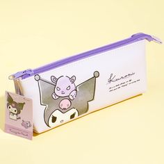 Store your pencils, sharpeners, markers, and more inside this super kawaii pen case. It's illustrated with Kuromi hanging out with her friend, Baku! This zippered pen case has three different compartments for you to use. Cute Kawaii Pencil Case For School, Kawaii Pen Holders For Students, Kawaii Stationery With Pen Holders, Cute White Pencil Case For Students, Kawaii Student Stationery With Pen Slots, Kawaii Pencil Case With Zipper, Kawaii Pencil Case With Zipper For Daily Use, Kawaii Pencil Case With Pen Holders For Students, Kawaii Zipper Pouch Pencil Case For Daily Use