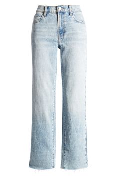 Roomy, straight-leg jeans are cut from nonstretch denim in a faded wash. 27" inseam; 16" leg opening; 11" front rise; 15 3/4" back rise (size 29) Zip fly with button closure Five-pocket style 99% cotton, 1% spandex Machine wash, tumble dry Imported Washed Cropped Leg Jeans In Rigid Denim, Washed Cropped Jeans In Rigid Denim, Classic Light Wash Cropped Jeans With Straight Hem, Classic Light Wash Cropped Jeans, Faded Straight Leg Cropped Denim Jeans, Faded Relaxed Fit Cropped Jeans With Straight Hem, Faded Straight Leg Cropped Jeans, Faded Cropped Jeans With Relaxed Fit And Straight Hem, Faded Cropped Jeans With Straight Hem