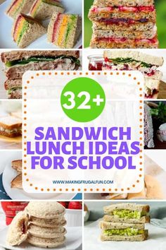 sandwich lunch ideas for school with text overlay