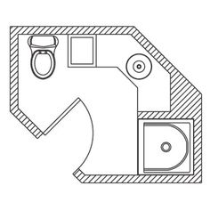 a drawing of a bathroom with toilet, sink and shower