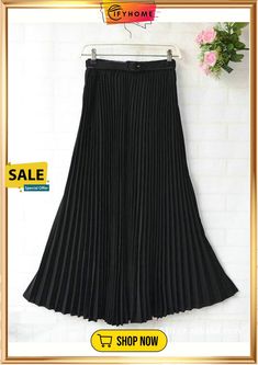 New Summer Women Ladies Elegant Long Skirt Retro Maxi Chiffon High Waist Solid Casual Pleated Beach Long Skirt Sundress Pleated Long Skirt For Vacation, Long Pleated Vacation Skirt, Pleated Flared Skirt For Vacation, Black A-line Pleated Skirt For Summer, Casual Pleated Maxi Skirt For Vacation, Pleated Long Beach Skirt, Casual Chiffon Party Skirt, Casual Party Chiffon Skirt, Chic Pleated Beach Skirt