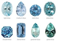 Aquamarine Gem, Jewelry Knowledge, Aquamarine Jewelry, Greenish Blue, Colored Stones, Aquamarine Stone, Blue Gems, Minerals And Gemstones, Precious Gems