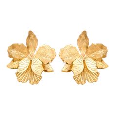 Orchid Earrings, Gold Orchid, Lotus Earrings, Peacock Earrings, Big Jewelry, Halo Earrings, Hot Jewelry, Beautiful Orchids, Bee Earrings