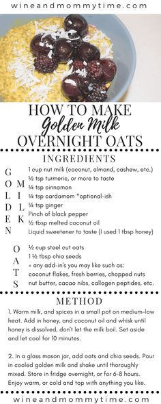 the ingredients for an oatmeal recipe are shown in this graphic style, including dates