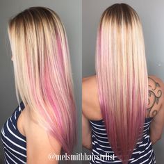 Blonde And Pink, Golden Brown Hair Color, Pink Ombre Hair, Blonde Pink, Woman Hairstyles, Dark Purple Hair, Golden Brown Hair, Brown Ombre Hair