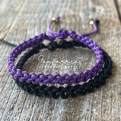 "These lovely bracelets are made with nylon cord. Designed for couples. The \"Hers\" bracelet is purple color and closes to around 6\"inches. It opens to around 9\" inches. The \"His\" bracelet is color black and closes to around 6.5\" inches. It opens to around 10\" These bracelets are perfect for couples. Includes Gift Box if you buy the set." Purple Resizable Bracelets For Friendship, Adjustable Purple Bracelet With Cord, Purple Bracelets With Adjustable Cord, Purple Adjustable Cord Bracelets, Adjustable Black Jubilee Bracelet, Adjustable Black Friendship Bracelet, Black Adjustable Friendship Bracelets, Adjustable Resizable Purple Bracelets, Adjustable Length Purple Bracelets