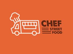 an orange background with the words chef street food written in black and white on it