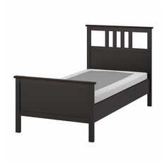 HEMNES bed frame, black-brown/Lyngör white, Twin. HEMNES bed frame uses durable and renewable material that maintains its genuine character for many years – and LYNGÖR mattress base gives extra height and helps your mattress keep its shape for longer. Leg/ Headboard/ Bedside/ Top rail/ Middle rail: Solid pine. Ikea Hemnes Bed, Hemnes Bed, Mattress Base, Organized Bed, Ikea Hemnes, Ikea Family, Adjustable Beds, 1 Place, Twin Bed