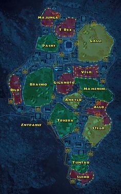 a map with many different locations in it