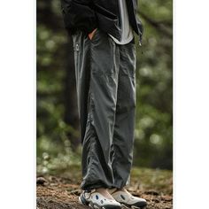 Seasonal Outdoor Functional Windproof Cargo Pants Fabric: 100% Nylon Size: S, M, L, XL, 2XL, Multiple Color Selections: Black, Gray  Season: Spring, Fall, Summer, Winter Gray Baggy Cargo Pants For Outdoor, Gray Winter Outdoor Pants, Gray Winter Pants For Outdoor Activities, Urban Style Full-length Bottoms For Outdoor Activities, Urban Style Full Length Bottoms For Outdoor Activities, Baggy Solid Parachute Pants For Outdoor, Gray Parachute Pants With Pockets For Outdoor Activities, Gray Winter Pants For Outdoor, Casual Black Parachute Pants For Outdoor Activities