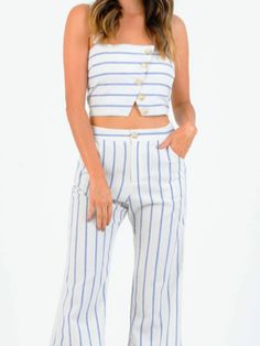 Untouchable Crop Top | Sassy Shortcake Striped Crop Top For Day Out, Striped Cropped Top For Day Out, Chic Striped Crop Top For Day Out, Chic Striped Cropped Crop Top, Chic Striped Cropped Top, Striped Cotton Cropped Crop Top, Striped Cotton Crop Top, White Cropped Crop Top With Button Closure, Casual Striped Crop Top