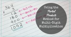 a piece of paper with the words using the partial products method for multi - digit multiplication