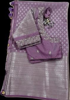 Lavender Blouse Designs Latest, Engagement Traditional Outfits, Purple Silk Blouse Designs, Sarees For Wedding Guest, Voilet Saree Combination Blouse, New Model Pattu Sarees, Silver Work Blouse Designs For Pattu Sarees, Lavender Saree Blouse Designs, Lavender Saree Blouse Combination