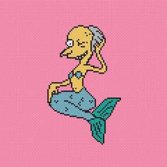 the simpsons character is sitting on top of a mermaid tail, with her eyes closed