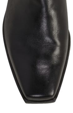 A stretchy back panel lends modern style and comfort to a knee-high leather boot balanced by a squared-off toe and stacked heel. 1" heel 16" shaft; 14" calf circumference Leather upper/synthetic lining and sole Made in Brazil Leather-lined Knee-high Heeled Boots For Business, Knee-high Heeled Boots With Leather Lining For Business, Classic Fitted Knee-high Boots For Business, Leather Knee-high Boots For Business, Fitted Leather Knee-high Boots For Business, Classic Medium Width Knee-high Boots For Business, Black Knee-high Boots With Snip Toe And Leather Sole, Black Square Toe Knee-high Boots For Business, Black Knee-high Boots With Square Toe For Business