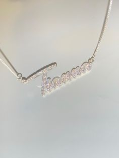 Customized Necklace, Name Plate Necklace, Crystal Names, Name Necklace Silver, Cuban Link Necklace, Bamboo Earrings, Plate Necklace, Cz Diamond, Personality Types