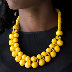 Includes Matching Yellow Bead Earrings. Lead & Nickel Free. Brushed In A Distressed Finish, Sunny Yellow Wooden Beads And Discs Join Below The Collar For A Summery Look. Features A Button Loop Closure. Hair Expo, Short Necklaces, Red Heart Necklace, Brown Beaded Necklace, Multi Necklace, Pink Pearl Necklace, Beautiful Pearl Necklace, Wood Bead Necklace, Purple Necklace