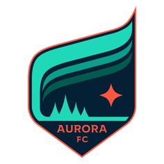 the aurora fc logo is shown in blue and green, with an orange star above it