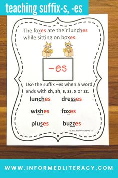 a printable worksheet for teaching suffix - ess