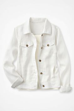 Journeys Linen Jacket - Coldwater Creek Big Shirt, Knit Denim, Classic Denim Jacket, Linen Jackets, Linen Jacket, Summer Jacket, Classic Jeans, Coldwater Creek, Striped Linen