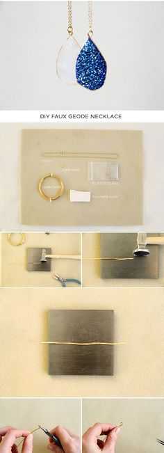 how to make diy faux gold necklaces - step by step instructions for making them