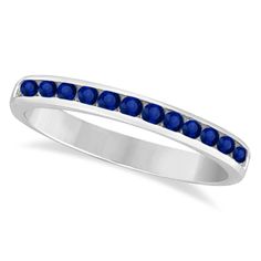 Channel-Set Blue Sapphire Stackable Ring 14k White Gold (0.40ct) Birthday Gemstones, Channel Set Rings, Chanel Set, Blue Sapphire Diamond Ring, September Birthstone Rings, Channel Setting, Jewelry Tattoo, Blue Sapphire Diamond, Diamond Ring Settings