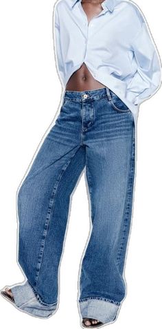 Medium Wash Wide Leg Flare Jeans With Belt Loops, Zara Trendy Relaxed Fit Jeans, Trendy Zara Relaxed Fit Jeans, Casual Zara Jeans With Five Pockets, Wide-leg Denim Jeans For Work, Zara Casual Jeans With Five Pockets, Wide Leg Medium Wash Jeans For Work, Wide Leg Flare Jeans With Belt Loops For Streetwear, Medium Wash Wide Leg Cropped Jeans With Belt Loops