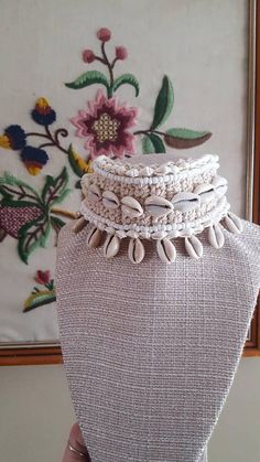 Cowrie Shell Choker Wedding White Spiral Shell, Shell Choker, Wedding White, Cowrie Shell, Choker Necklaces, Fall 2018, Handmade Crochet, White Wedding, Choker