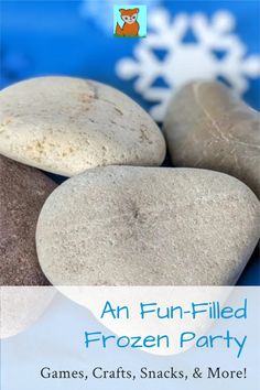 some rocks and snowflakes with the words an fun - filled frozen party