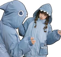 Shark Eyes Embroidery Pocket Hooded Coat MK15289 - KawaiiMoriStore Shark Eyes, Eyes Embroidery, Kawaii Clothes, Hooded Coat, Embroidery, Blue, Clothes, Kawaii