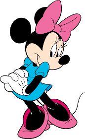 a cartoon mickey mouse with a pink bow on his head