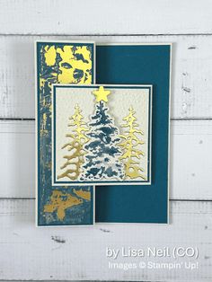 a christmas card made with stampin's pine trees