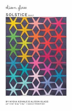 an image of a colorful quilt with stars on the front and bottom, in different colors