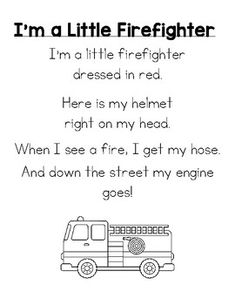 i'm a little firefighter poem for kids to read and color with pictures