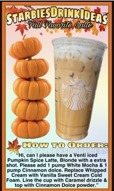 an advertisement for starbucks pumpkin spice drink