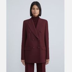 Lafayette 148 New With Tags $1,898 Retail Wool-Silk Crepe Double Breasted Trinity Blazer Pockets Peak Lapel Size S Bust:38" Length:30.5" Sleeve:25" Shoulder:15.5" First 3 Images Not Ours 70% Wool, 30% Silk New With Tags Long Sleeve Silk Suit For Office, Silk Suits For Fall Workwear, Silk Suits For Workwear In Fall, Silk Notch Lapel Outerwear For Work, Designer Silk Blazer For Office, Silk Single-breasted Outerwear For Work, Single Breasted Silk Outerwear For Office, Silk Single Breasted Outerwear For Office, Silk Single-breasted Outerwear For Office