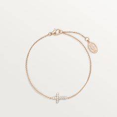 CRB6040200 - Symbols bracelet - Pink gold, diamonds - Cartier Chanel Bracelet, Bracelet Rose Gold, Symbolic Jewelry, Cross Bracelet, Rose Gold Bracelet, Bracelet Collection, Pink Bracelet, Diamond Bracelets, Heart Bracelet