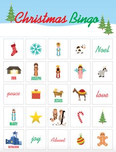 Christmas Bingo Game For Kids Christmas Church Games, Christmas Games Kids, Christmas Sunday School Crafts, Bible Bingo, Christmas Sunday School Lessons, Christmas Party Games For Kids, Christmas Sunday School, Bingo Games For Kids, Christmas Bingo Game