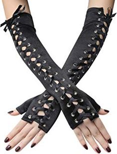 Amazon.com: steampunk wedding Rat Queen, Goth Gloves, Wedding Dress Gloves, Punk Costume, Long Fingerless Gloves, Mode Steampunk, Satin Gloves, Flapper Costume, Fashion Gloves