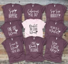 six t - shirts with sayings on them that say i love you like wine